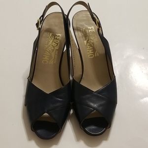 Salvatore ferragamo open toed block heels
